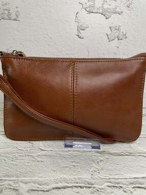 Befen Brown Genuine Leather Crossbody Bag Wristlet Clutch